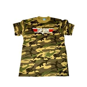Top Gun 2007‎ T-Shirt Mens M Green Camo Short Sleeve Movie Graphic